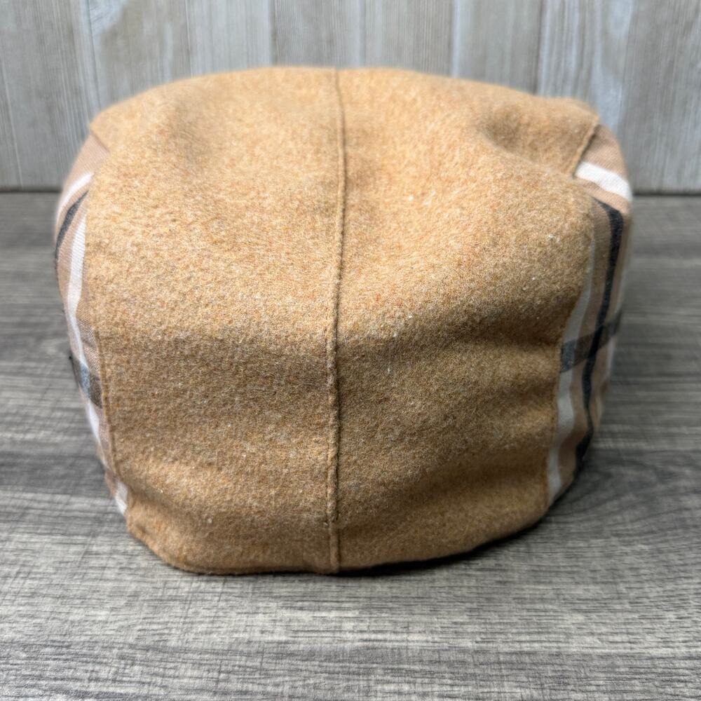 Stacy Adams Plaid Colorblock Ivy Flat Cap Tan Brown Driving Newsboy Hat - Picture 5 of 10